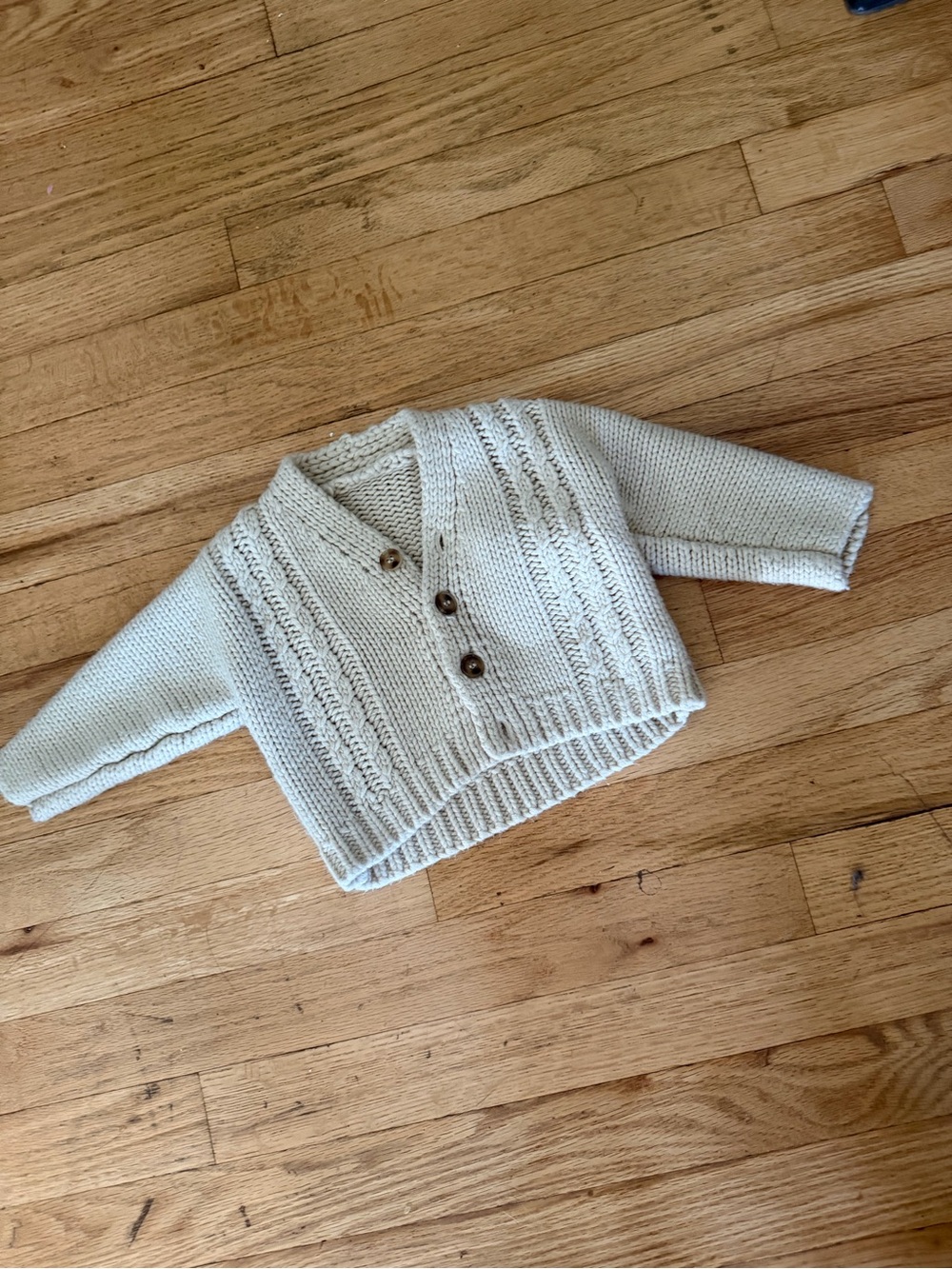 Infant Cream Knit Button-Front Sweater